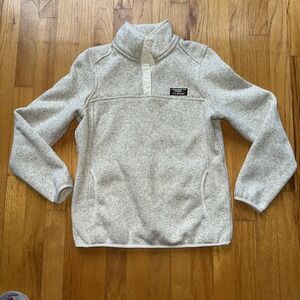 L.L.Bean Sweater Fleece Pullover Womens XS Petite Gray Logo 1/4 Snap Mock Neck